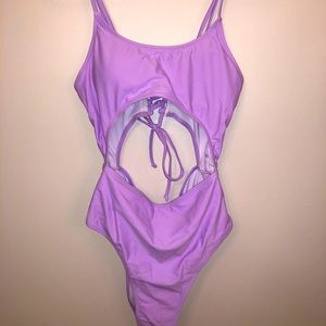 Cut Out Front / Lace Up Back One Piece Swimsuit